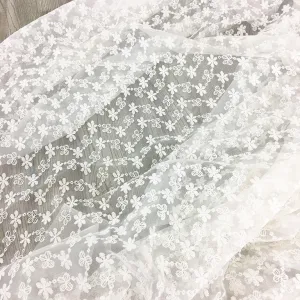 small floral motifs off white embroidery lace fabric