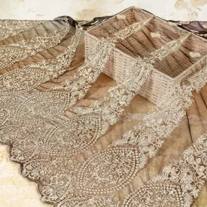 luxurious black mesh lace with abstract gold embroidery