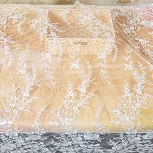 botanical branches delicate leaves and blooming flowers lace