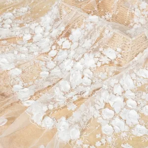 romantic 3d rosette flower embroidered lace fabric