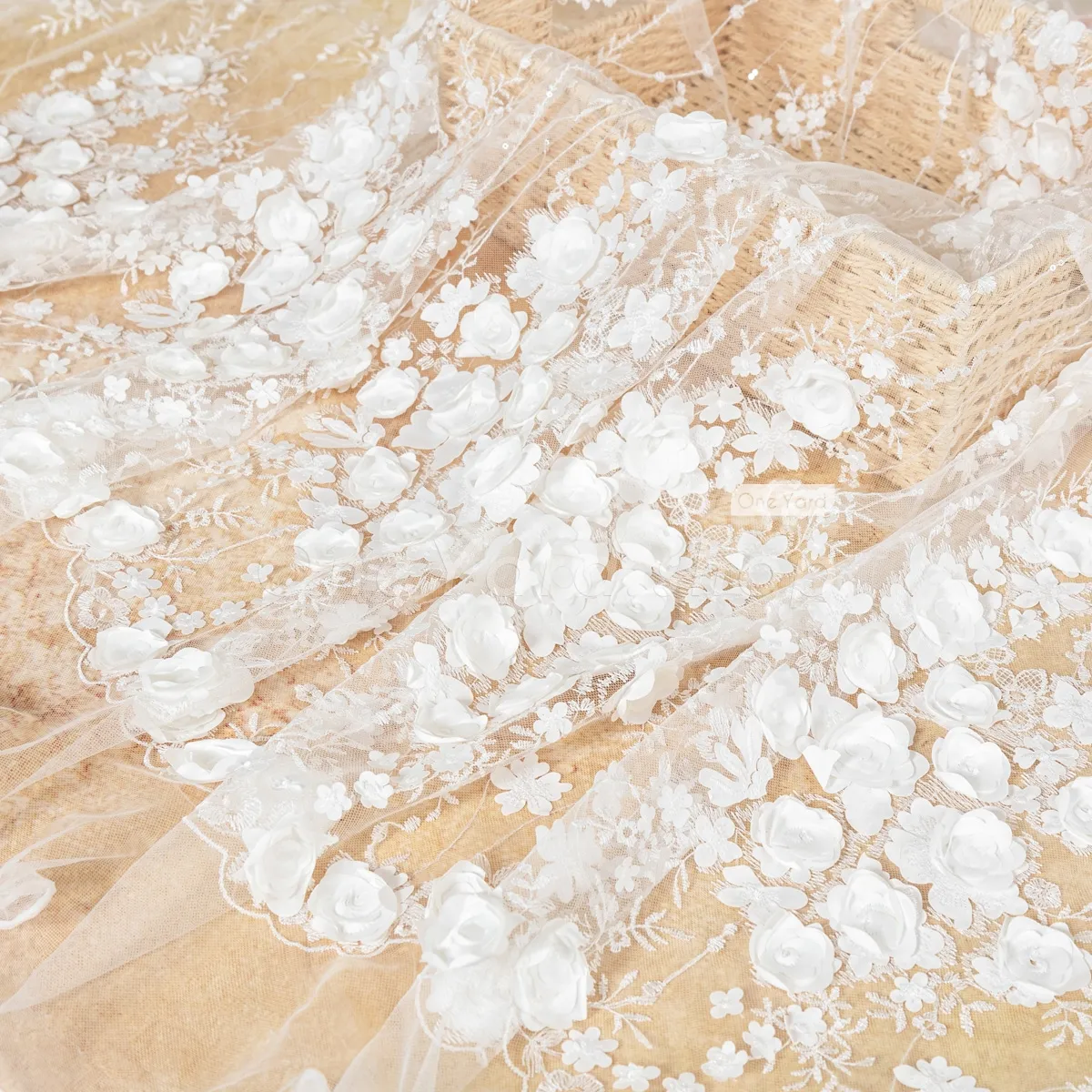 romantic 3d rosette flower embroidered lace fabric romantic 3d rosette flower embroidered lace fabric