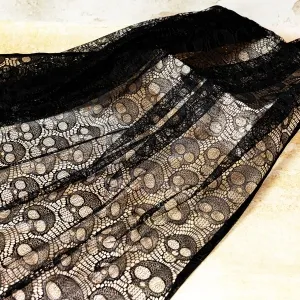 black skull pattern plain lace fabric for halloween