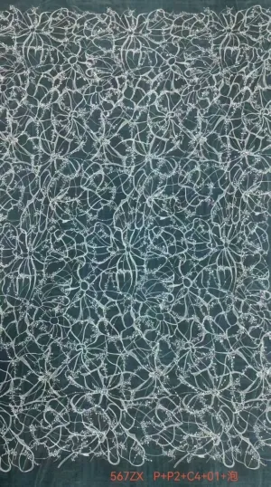 abstract swirl floral embroidered mesh lace fabric