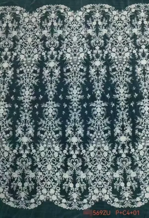 dainty scattered abstract floral vine mesh lace fabric