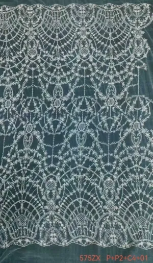 art deco scalloped chandelier embroidered lace fabric