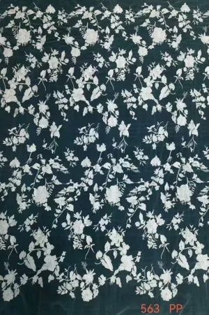 classic trailing leaf embroidered mesh lace fabric