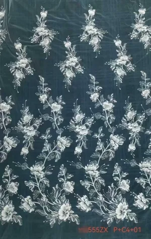 elegant spaced large floral vine embroidered lace