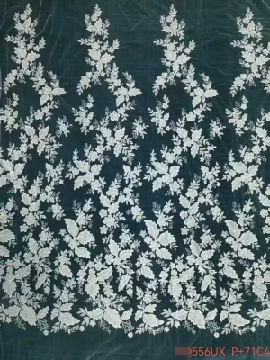 dense border climbing floral vine mesh lace fabric