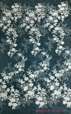 elegant floral vertical vine embroidered lace fabric