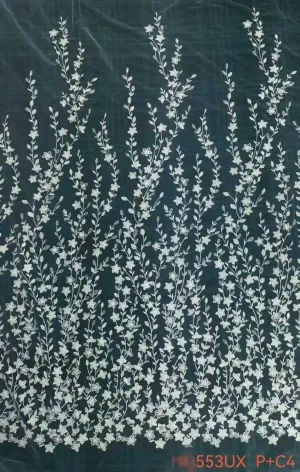 delicate vertical climbing vine embroidered lace fabric