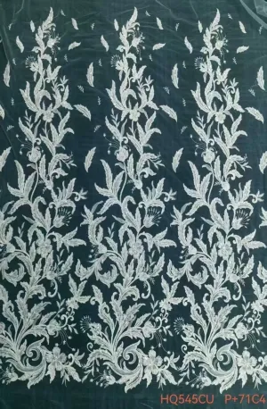 dramatic vertical acanthus vine embroidered lace fabric