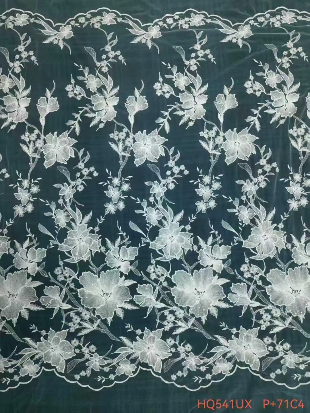 double scalloped border blooming floral lace fabric double scalloped border blooming floral lace fabric