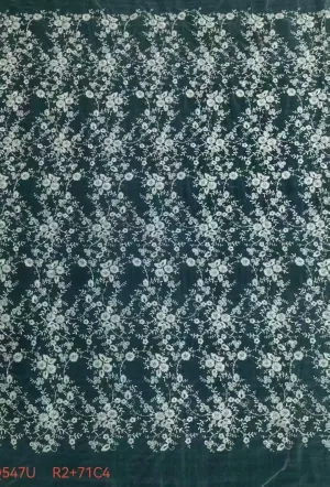 dainty horizontal floral vine embroidered lace fabric