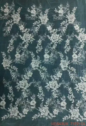 clear sequin floral vine embroidered mesh lace fabric