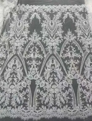 double scalloped border baroque arch lace fabric