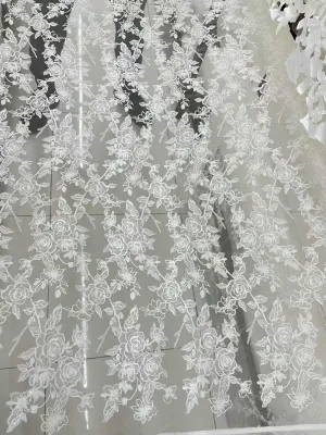 all over laser cut floral applique mesh lace fabric