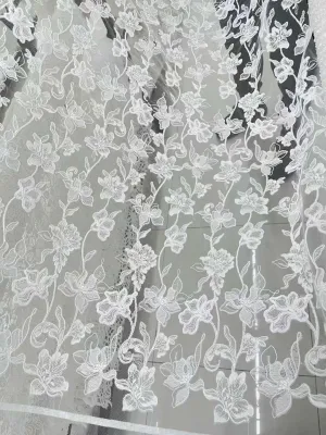 undulating laser cut floral vine mesh lace fabric