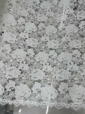 romantic laser cut rose floral scalloped border lace