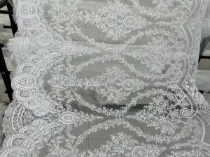 dramatic abstract floral scalloped border lace