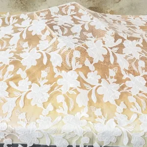delicate vine and blossom motif sequinned laser lace