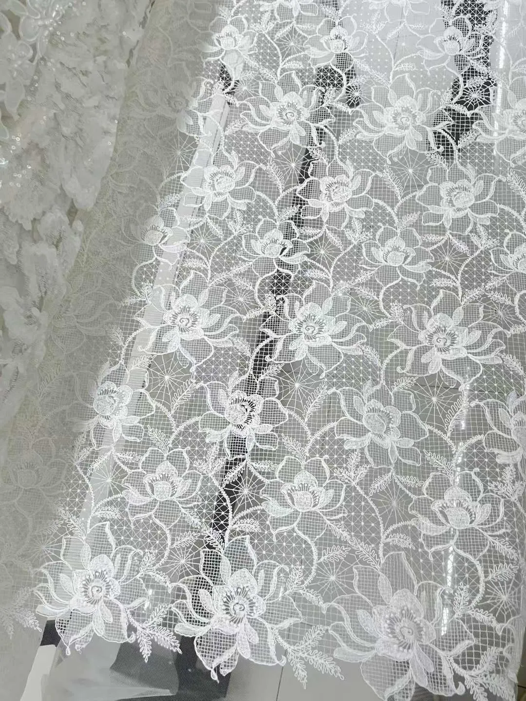vintage floral geometric lattice net lace fabric