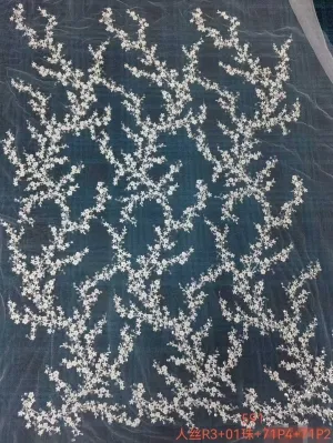 delicate beaded blossoming branch embroidery lace