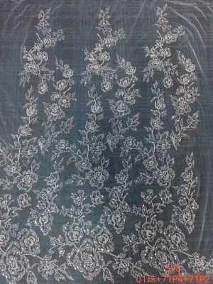 heavy beaded climbing floral vine mesh lace fabric