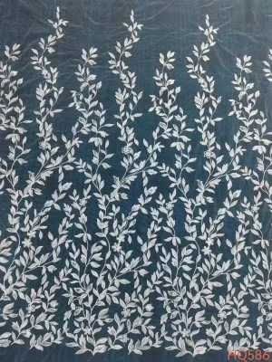 botanical climbing leaf vine embroidered lace fabric
