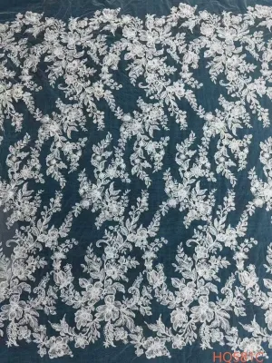 romantic trailing floral vine embroidered lace fabric