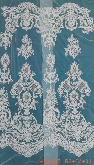 regal beaded symmetrical baroque damask mesh lace