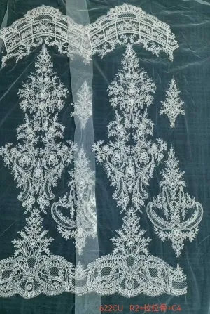 regal corded baroque lattice border mesh lace fabric