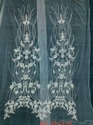 beaded corded ascending fountain floral mesh lace