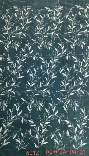 beaded vertical willow vine embroidered mesh lace