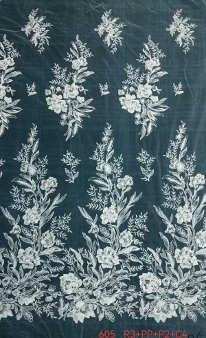 sequinned corded ascending floral garden mesh lace