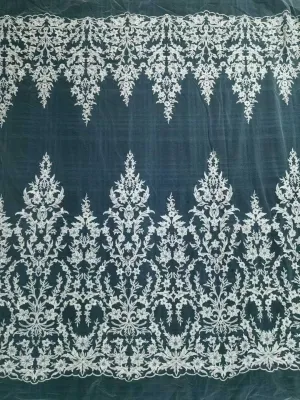 majestic double border spire floral embroidered lace