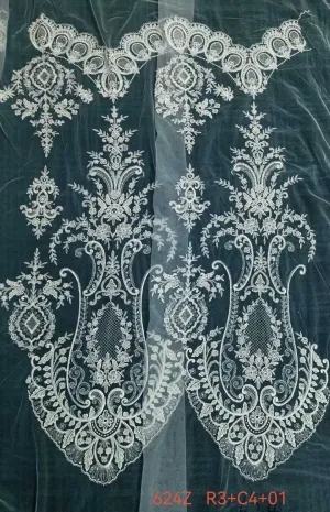 regal sequinned corded baroque crown border mesh lace