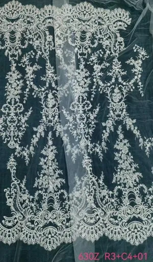 sequinned corded baroque chandelier double border lace