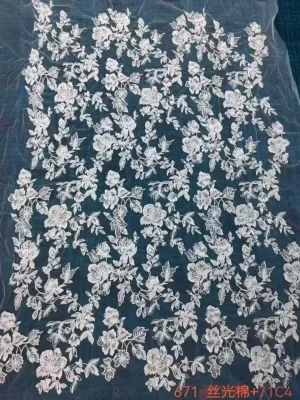 premium corded mercerized cotton floral mesh soft lace