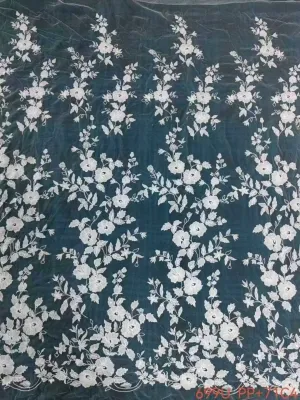 elegant sequinned corded vertical floral vine mesh lace