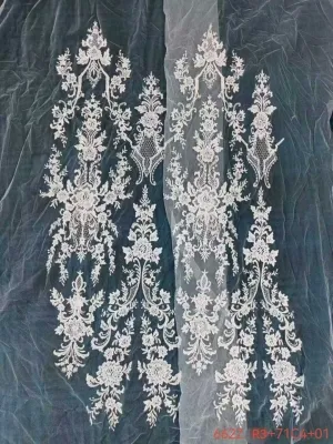 sequinned corded vertical baroque lattice mesh lace