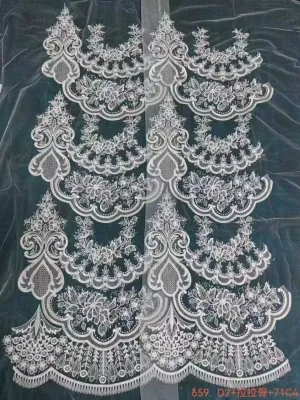 heavy corded tiered scalloped arch mesh lace fabric