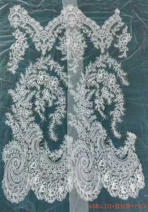 regal corded baroque swirl double border mesh lace
