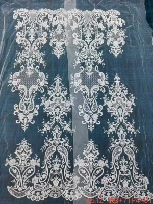 sequin corded architectural lattice double border lace