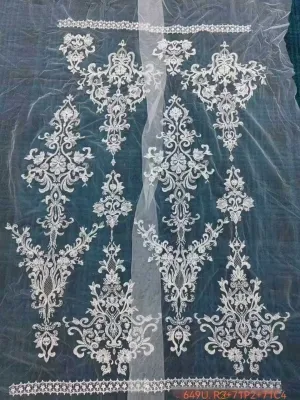 sequinned corded chandelier linear border mesh lace