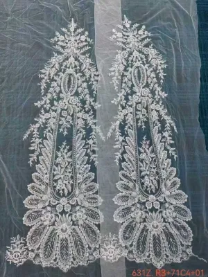 regal sequinned corded elongated medallion mesh lace