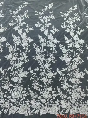 elegant vertical floral vine corded mesh lace fabric