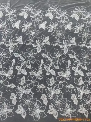 premium corded milk silk floral soft mesh lace fabric