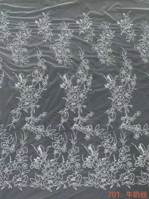 delicate soft milk silk vertical floral vine flat lace