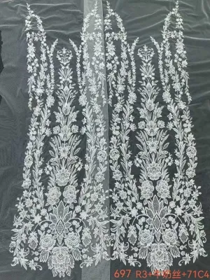 vertical floral vine pillar corded milk silk mesh lace