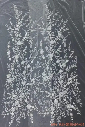 milky white sequinned climbing floral vine mesh lace